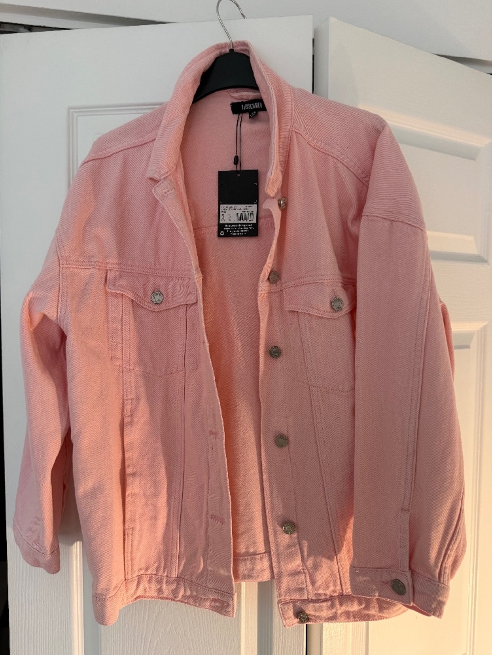 Oversize baby pink jean jacket